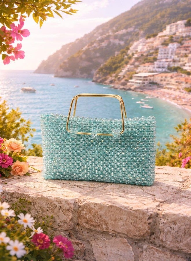 ERITIN Handmade Beaded Handbag for Women & Girls - Premium Crystal Bead Party Clutch Bag with Metal Handle - Stylish Wedding & Festive Shoulder Hand Purse - Image 5